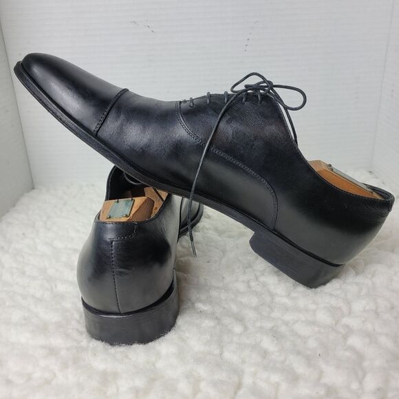 Ermenegildo Zegna Mens Oxford Derby Shoes Size 9.5 Black Torino Leather Cap Toe main image 5